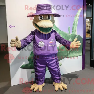 Produktbild von Lila REDBROKOLY Krokodil-Maskottchenkostüm mit einteiligem Badeanzug und Hutnadeln