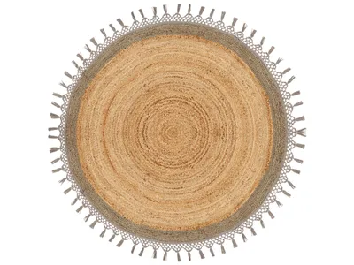 Produktbild von BELIANI Teppich Beige und Grau Rund ø 140 cm Boho Rustikale Spirale Geflochten Handgefertigt Natur Jute Schlafzimmer Wohnzimmer