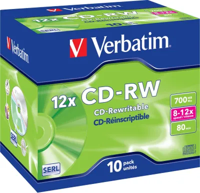 Produktbild von CD-RW Verbatim 700MB 10pcs Pack 12x JewelCase Scratchresist retail