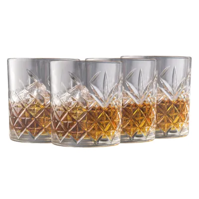 Produktbild von "OTIX Whiskey-Gläser-Set aus 4 kristallenen, stilvollen 230 ml dickem Glas, robust und elegant"