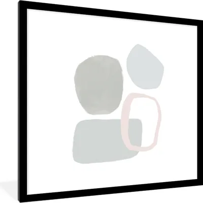 Produktbild von MuchoWow® Gerahmtes Poster Linienkunst - Abstrakt - Pastell 40x40 cm - Poster mit Schwarzem Bilderrahmen Wandposter Rahmen Foto Bilder - Poster - Plakat im Rahmen