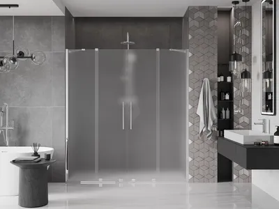 Produktbild von Mexen Velar Duo Schiebetür Duschwand 200 cm, Frost, Chrom - 871-200-000-32-01