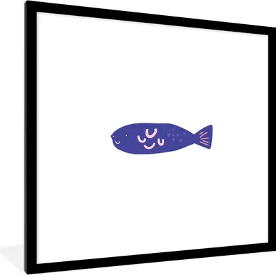 Produktbild von MuchoWow® MuchoWow® Gerahmtes Poster Fisch - Pastell - Lila 40x40 cm - Poster mit zchwarzem Bilderrahmen - Poster - Plakat im Rahmen