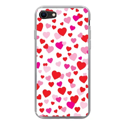 Produktbild von MuchoWow® Handyhülle Schutzhülle Hülle für iPhone 8 Eine Illustration mit bunten Herzen Silikon Softcase Handy Hülle - Schutzhaube