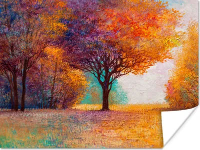 Produktbild von MuchoWow® Poster Malerei - Baum - Farben - Ölfarbe 40x30 cm - Plakate für die Wände - Poster Wohnzimmer