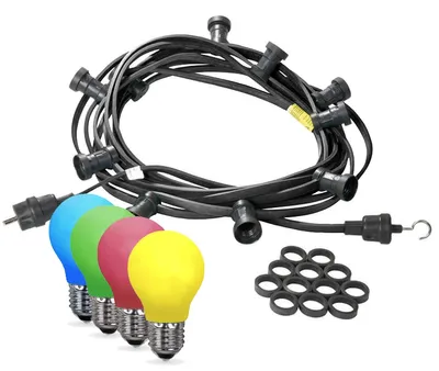 Illu-/Partylichterkette 30m - Außenlichterkette - Made in Germany - 50 x bunte LED Tropfenlampe