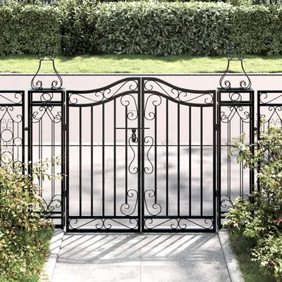 Produktbild von [Home] Gartentor Schwarz 121x8x100 cm Schmiedeeisen , Neue Mode 2024 im häuslichen Leben