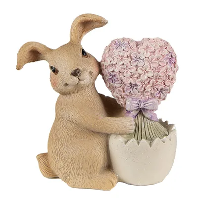 Produktbild von Clayre & Eef Figur Kaninchen 12 cm Braun Rosa Polyresin