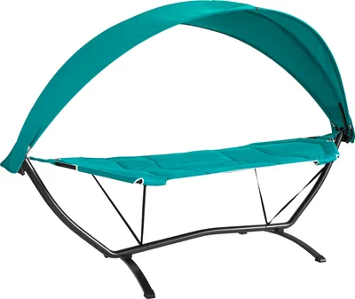 Zdjęcie produktu dla SoBuy OGS51-TB Hamak ze stelażem Stelaż hamaka z daszkiem przeciwsłonecznym Stojak na hamak Uchwyt na hamak Outdoor Udźwig 150kg WD ok.: 273x181x115cm