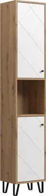 Produktbild von trendteam Touch Bad Hochschrank Weiß/Eiche Nachbildung, B/H/T ca. 36/191/29 cm
