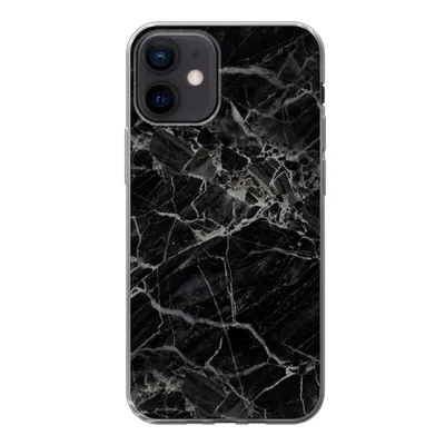 Produktbild von MuchoWow® Handyhülle Schutzhülle Hülle für iPhone 12 Marmor - Schwarz - Weiß Silikon Softcase Handy Hülle - Schutzhülle