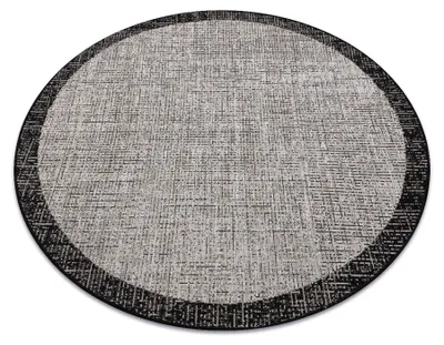 Produktbild von TEPPICH SIZAL FLOORLUX 20401 Rahmen KREIS silber / schwarz  Grau rund 160 cm