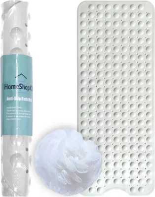 Produktbild von Badematte Duschmatte – 100 x 40 cm – Antirutschmatte Weiß mit Saugnäpfen – Antirutschmatte für Bad oder Dusche