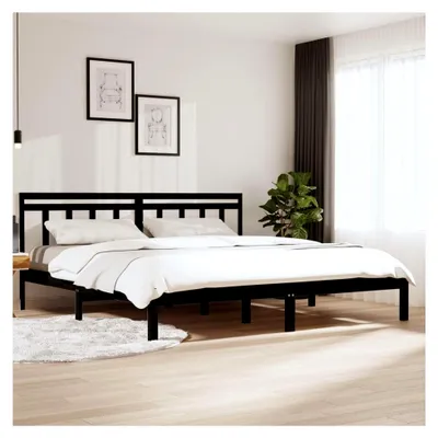 Produktbild von Bettgestell ohne Matratze, schwarz, Massivholz, 200x200 cm