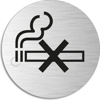 Produktbild von Schild - Rauchverbot  | Türschild aus Aluminium | Edelstahloptik selbstklebend  Ø 75 mm