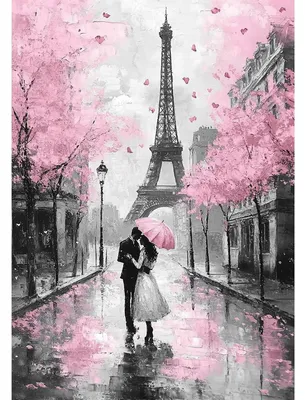Obrázok produktu pre Sada na tvorbu obrazu technikou diamantovej mozaiky "Láska v Paríži", 30x40 cm, kreatívna sada pre dospelých a deti, dekorácia na stenu
