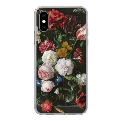 Produktbild von MuchoWow® Handyhülle Schutzhülle Hülle für iPhone X Stilleben mit Blumen in einer Glasvase - Gemälde von Jan Davidsz. de Heem Silikon Softcase Handy Hülle - Handyhülle