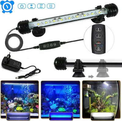 Produktbild von 28CM LED Aquarium Beleuchtung IP68 Wasserfest Weiß+Blau Licht Aufsetzleuchte Timer Dimmbar Fisch Tank Unterwasser Lampe