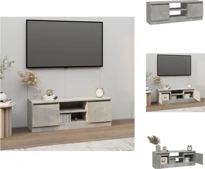 Image de vidaXL Armoire TV avec porte gris béton 102x30x36 cm - Meuble TV