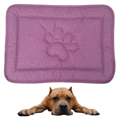 Produktbild von DOTTY Hundematte mit Pfotenmotiv – Rosa – Größe L (88×60 cm) – komfortable, wasserdichte und waschbare Hundeliege für große Hunde