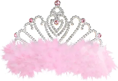 Produktbild von Widmann Prinzessin Tiara mit rosa Marabufedern, silberfarben