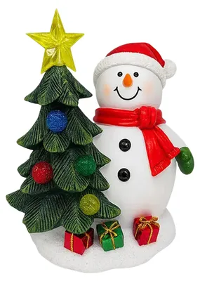 Produktbild von Weihnachtsmann-Figur mit Solarleuchte, Schneemann-Baumstatue aus Kunstharz, dekorative Lampe für Zuhause, Büro oder Schreibtisch.