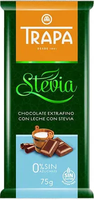 Produktbild von MILCHSCHOKOLADE MIT STEVIA, OHNE ZUCKERZUSATZ, GLUTENFREI, 75 g – TRAPA