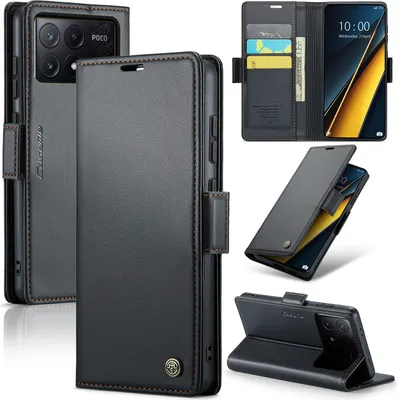 Produktbild von Xiaomi Poco X6 Pro Hülle, Leder Brieftasche Kartenfach Schutzhülle mit Standfunktion für Xiaomi Poco X6 Pro /Redmi K70E Schwarz