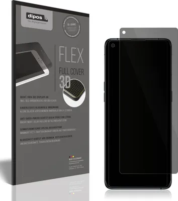 A product package for a screen protector is shown next to a smartphone with the screen protector applied.