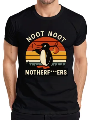 Obrázek produktu pro Pánské tričko Noot Noot Motherf***ers Retro Penguin Sunset Vintage, černá, XL