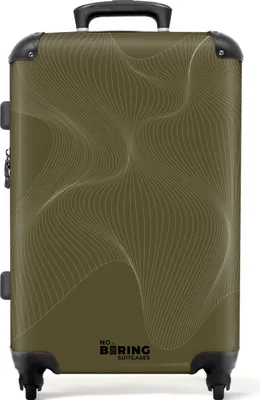 Produktbild von NoBoringSuitcases.com Hartschalen Koffer Mittelgroß 67x43x25 cm, 72L, Abstrakte Drucke für Männer: Grün mit abstrakten Wellenlinien, Reisekoffer mit 4 Rollen