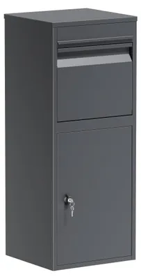 Productafbeelding van Anthracietkleurige pakketbox, 410 x 380 x 1020 mm, staande brievenbus voor thuisgebruik, geschikt voor pakketten en pakketjes