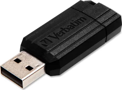 Produktbild von Verbatim PinStripe USB Drive 8GB - Black, 8 GB, USB 2.0, Kappe, 21 mm, 54 mm, 9.22 mm