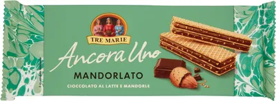 Produktbild von 6x Tre Marie Ancora Uno Wafer Mandorlato Waffeln gefüllt mit Milchschokolade Creme und gehackten Mandeln 140g