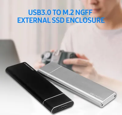 Obrázek produktu pro M.2 NGFF Mobile Hard Disk Case USB3.0 na NGFF Externí kryt SSD z hliníkové slitiny s podporou B-key SATA SSD Silver (neobsahuje pevný disk)