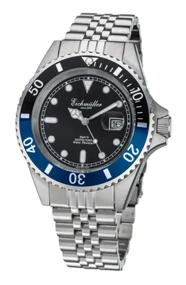 Produktbild von Eichmüller Taucheruhr 3464-03 Edelstahl-schwarz-blau 20 ATM Edelstahlband 43 mm