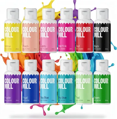 Produktbild von AOS Set | Colour Mill Öl Lebensmittelfarbe Beginner Set 12x 20ml ölbasiert | Intensivfarben für Buttercreme, Ganache, Fondant & Backen