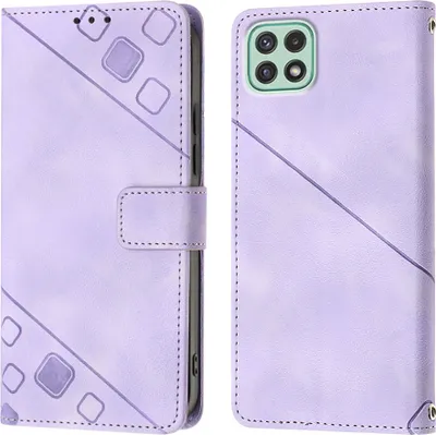 Obrázek produktu pro Pouzdro pro Samsung Galaxy A22 5G vyražené Flip kožené peněženkové pouzdro s funkcí stojánku Fialová