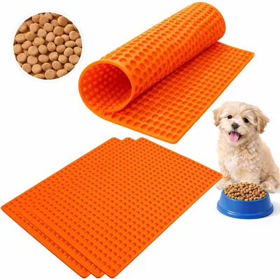 Produktbild von BURI 4x Backmatte 39,5 x 27,7 cm Hundekekse für Mini Halbkugel (1cm Ø) Leckerlis, Silikon Backform, Backunterlage für Backblech, Diätmatte, Hitzebeständig, Lebensmittelecht