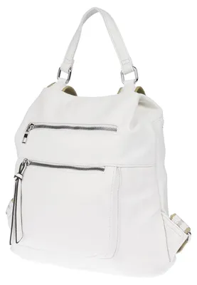 Produktbild von Großer Damen Rucksack Tasche Citybag Leder Optik Bodybag Schultertasche Shopper Weiss