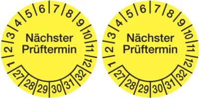 Produktbild von Dreifke® Aufkleber Prüfplakette, Nächster Prüftermin, Folie, gelb/schwarz, Ø ...