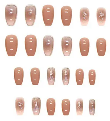 Produktbild von French-Tip-Press-on-Nägel, mittelgroß, quadratische künstliche rosa Nägel, künstliche Strassnägel