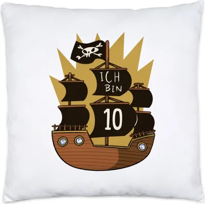 Produktbild von Geburtstag 10 Jahre Kissen inkl. Füllung 10 Jahre 10. Geburtstag Piraten Pirat Motto