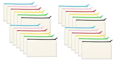 Image de Lot de 24 pochettes de maquillage en toile avec fermeture éclair