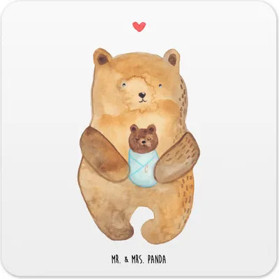 Produktbild von Mr. & Mrs. Panda Untersetzer für Gläser Bär Baby 10er Set - Weiß - Geschenk, Eltern, Mutter, Glas-Untersetzer, Teddy, coaster, Tischuntersetzer, Tassen, Nichte, Geburt