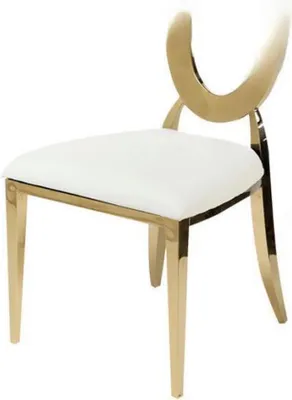 Produktbild von Gold-Weißer r Stuhl Hochstuhl Esszimmer Kunstlederstühle Holz