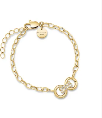 Image de Elégant bracelet doré avec pierres en zirconium et Bow Link Studs JBBSG-J899.