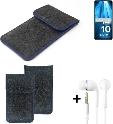 Produktbild von K-S-Trade Handy Schutz Hülle kompatibel mit Xiaomi Redmi 10 Prime Schutzhülle Handyhülle Filztasche Pouch Tasche Case Sleeve Filzhülle dunkelgrau,