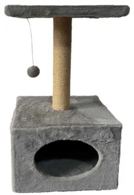 Obrázek produktu pro LEAN 13877 Škrabadlo pro kočky s domkem a pelíškem 13x31x56 cm, šedé