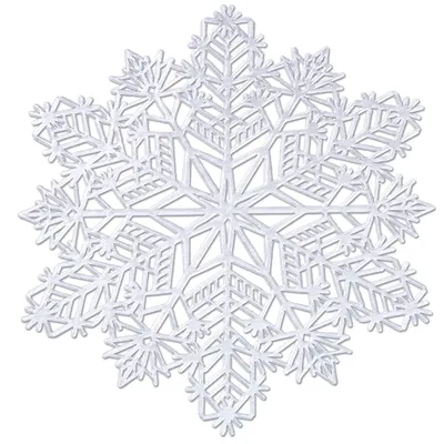 6 runde Schneeflocken-Tischsets PVC Ø 38 cm silber hitzebeständig